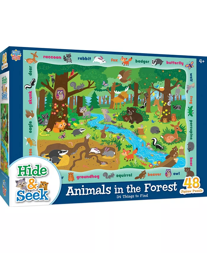MasterPieces Puzzles Hide Seek - Animals in the Forest 48 Piece Kids Puzzle - Mycitystee