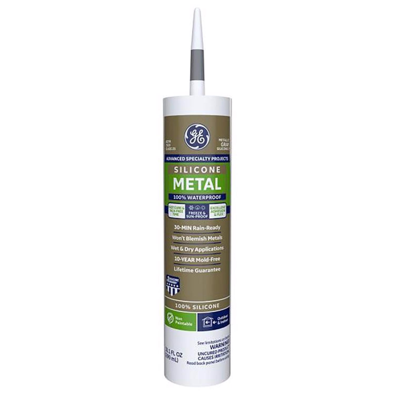 GE Advanced Gray Silicone 2 Metal Gutter Caulk Sealant 10.1 oz - Mycitystee