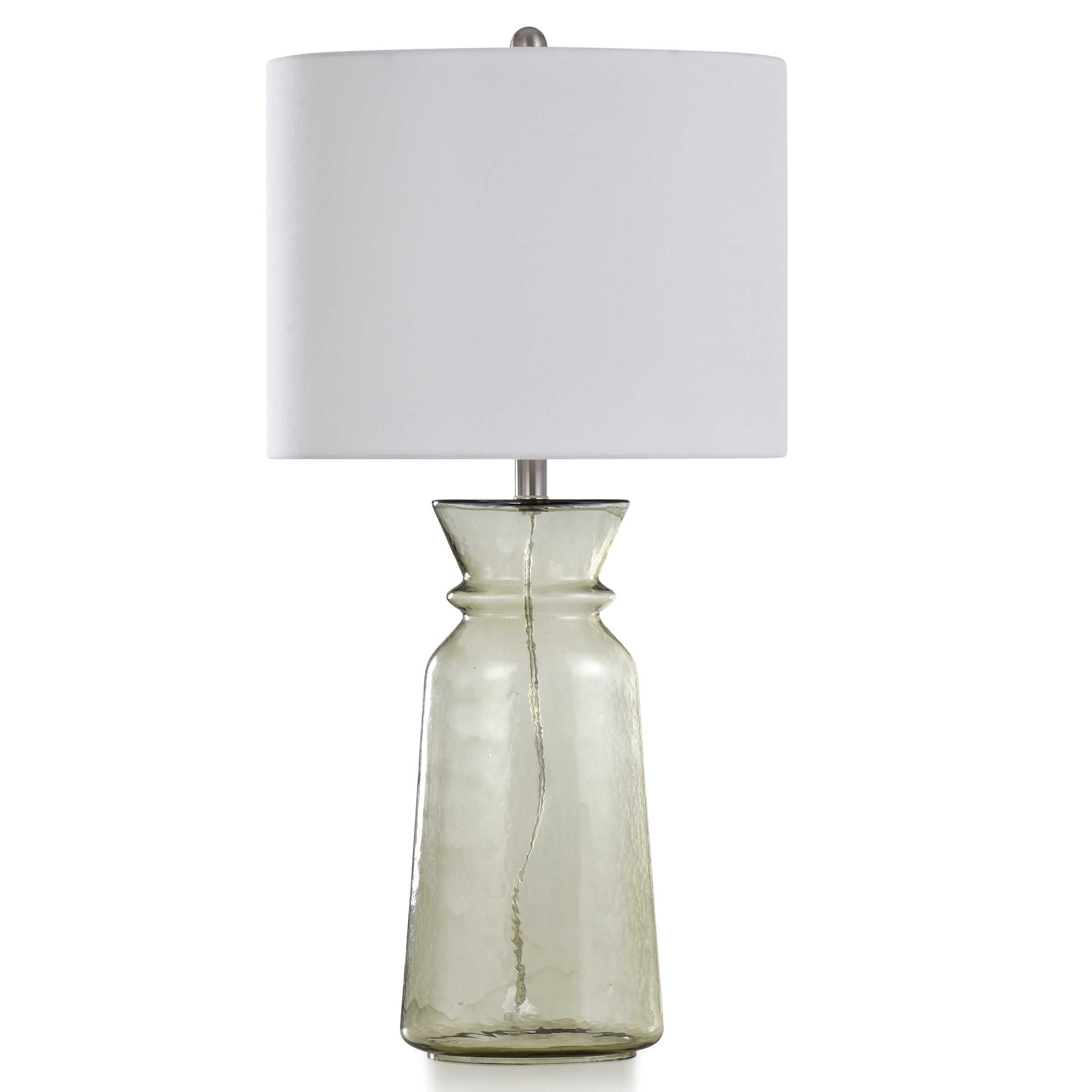 Elyse - Rippled Smoke Glass Body Table Lamp - White Shade - Mycitystee