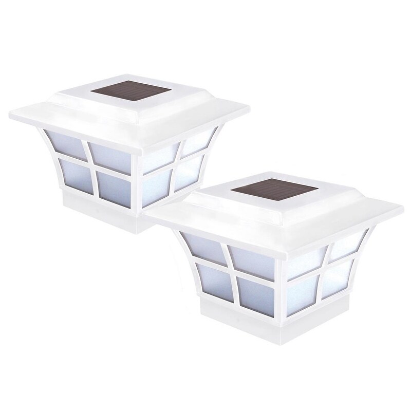 Classy Caps 4 x 4 White Prestige Solar Post Cap (2-Pack) - Mycitystee