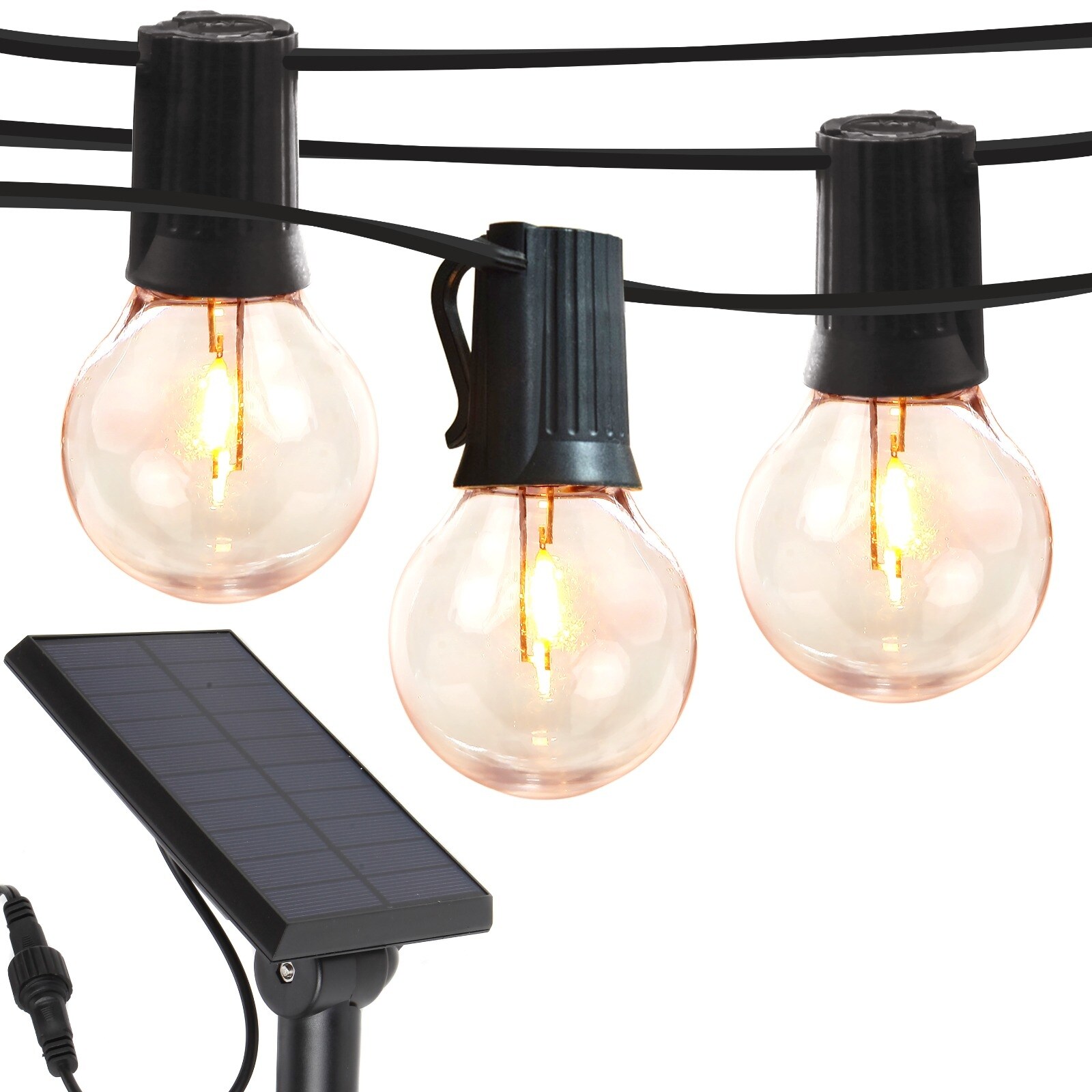 12 Globe Glass LED Bulbs， 27 Ft Weatherproof Solar String Lights - 3000K Shopping - The Best Deals on String Lights | 39576573 - Mycitystee