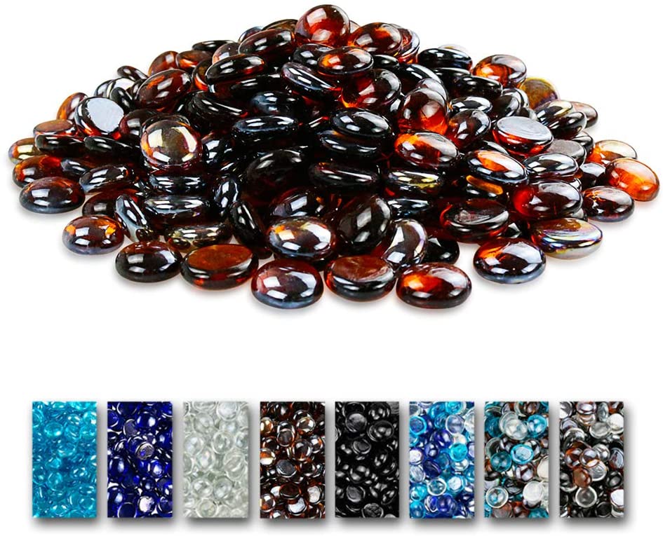 10 LBS 1/2'' Copper Fire Beads Glass Reflective Tempered Fire Rocks Beads for Fire Pits, Fireplace and Fire Bowl - Mycitystee