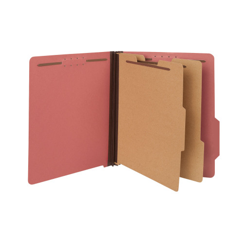 Universal Bright Colored Pressboard Classification Folders， 2 Dividers， Letter Size， Ruby Red， 10/Box (10303) - Mycitystee