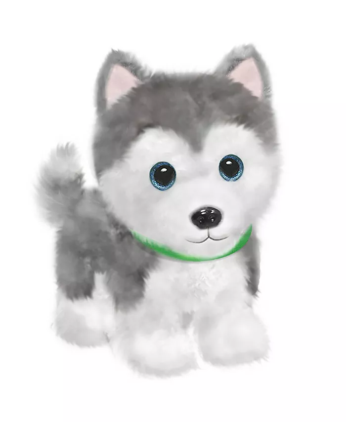 First and Main - Wuffles Huskie  Plush Dog， 7 Inches Sitting - Mycitystee