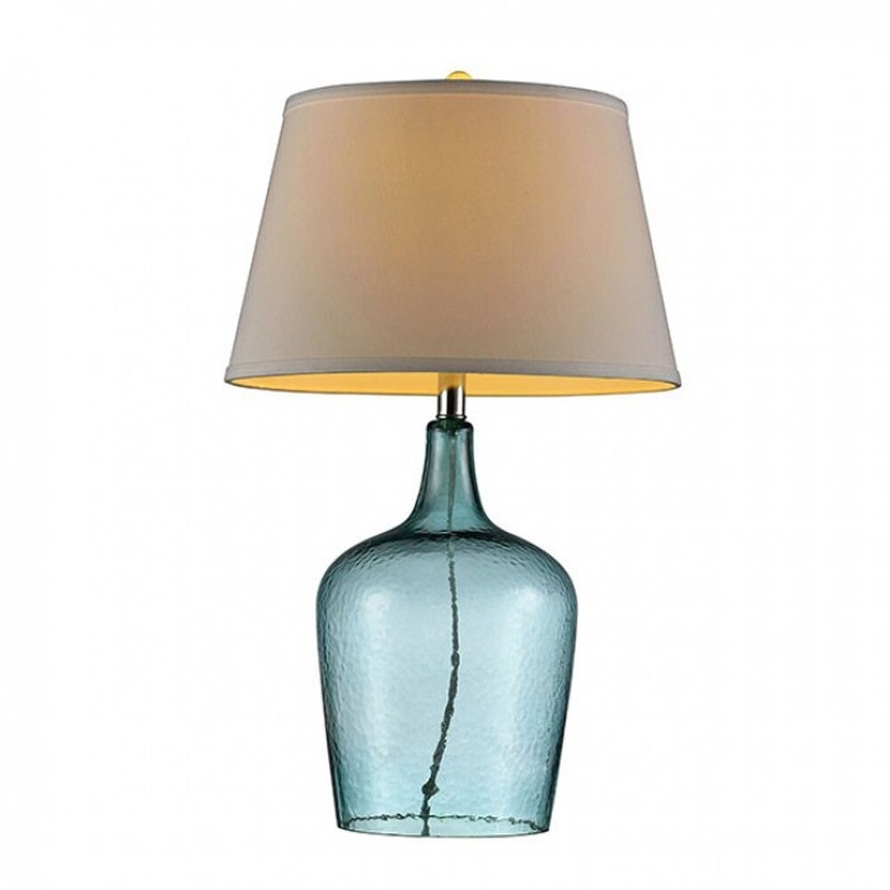 ALEX Contemporary Ocean Breeze Glass Table Lamp， Blue - Mycitystee