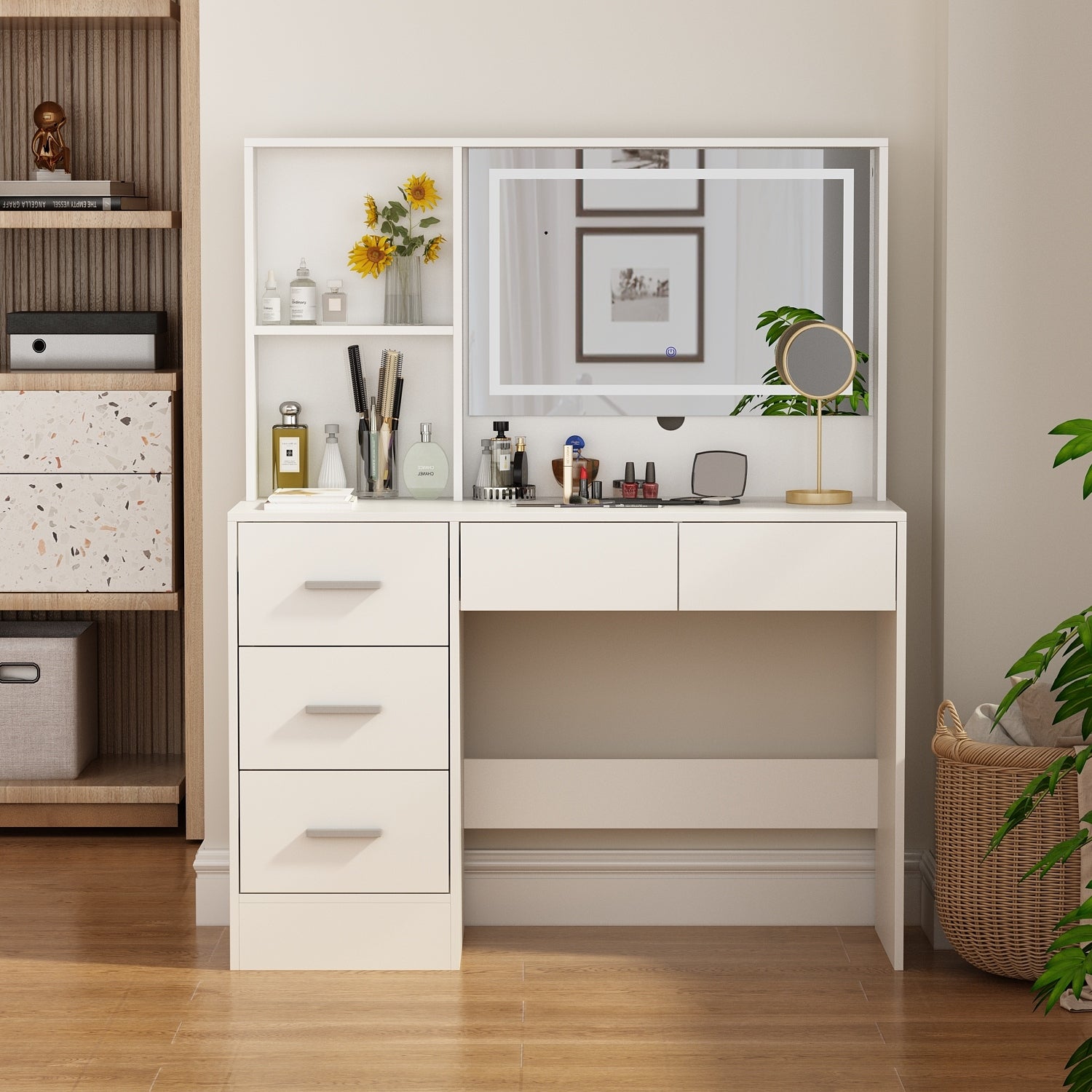 Makeup Vanity Desk with Mirror and Multiple Storage Options Dresser - - 37506937 - Mycitystee