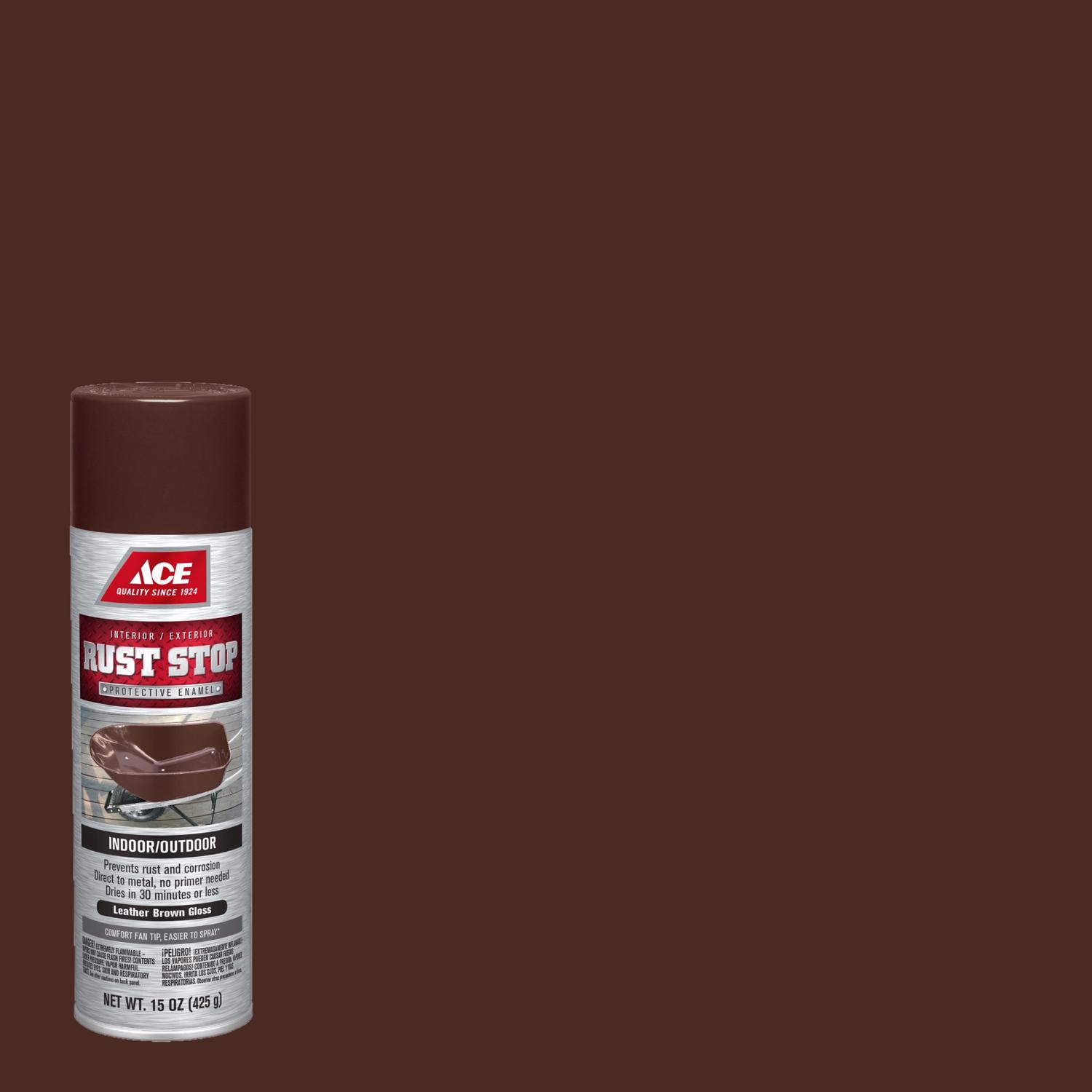 Ace Rust Stop Gloss Leather Brown Protective Enamel Spray Paint 15 oz - Mycitystee