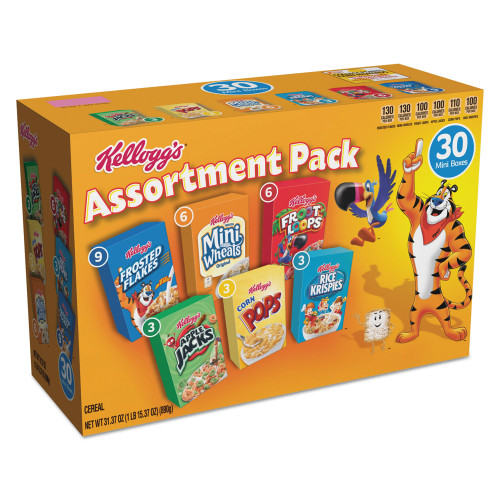Kellogg's Breakfast Cereal Mini Boxes， Assorted， 2.39 oz Box， 30/Carton (14746) - Mycitystee