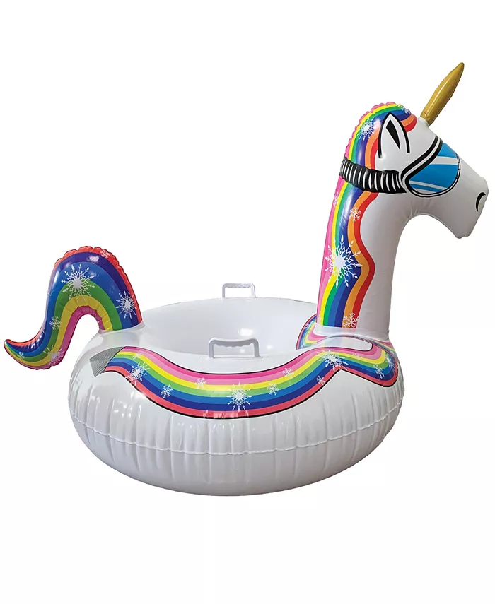 SNOWFUN Inflatable Unicorn Snow Tube Winter Sled with Handles - Mycitystee