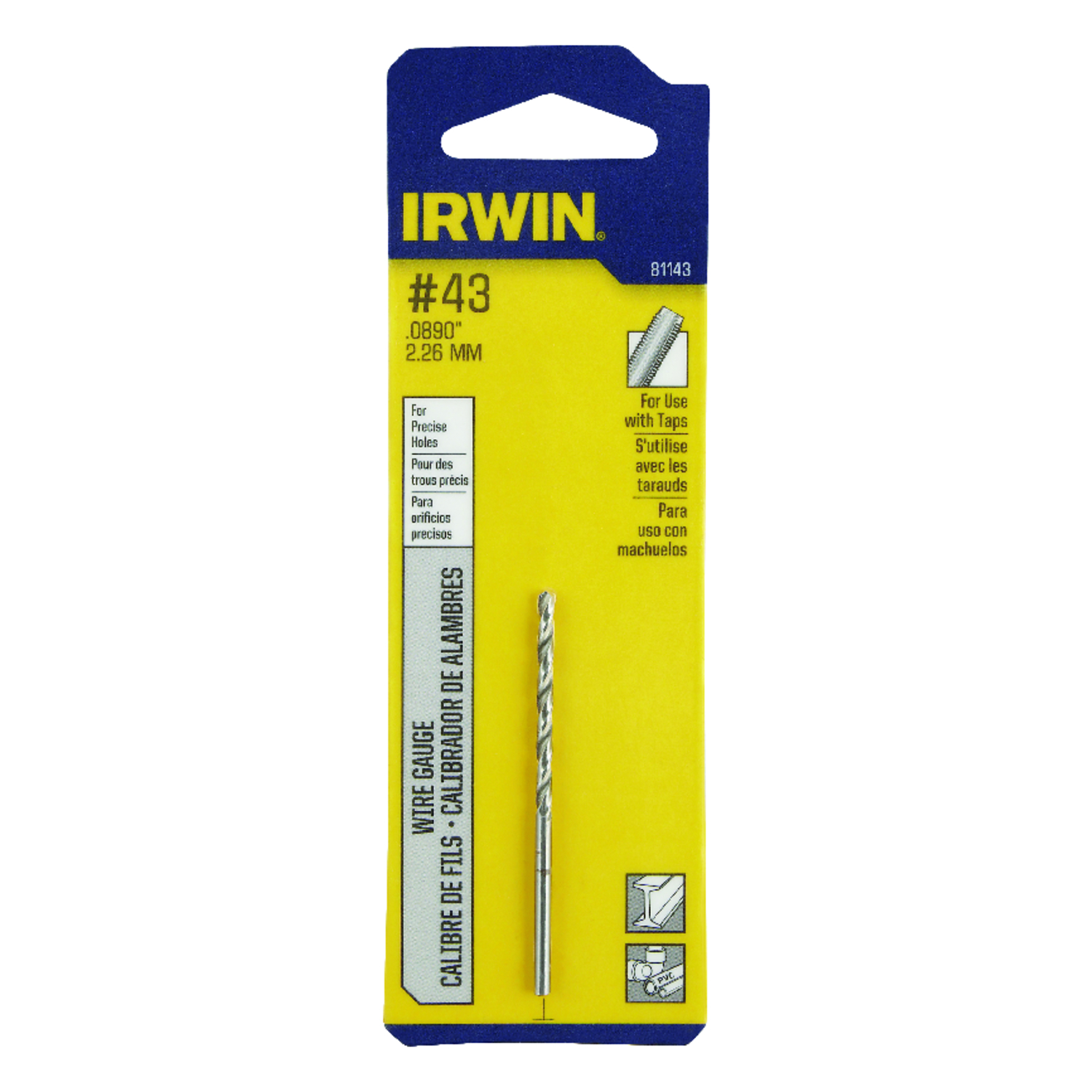 Irwin #43 X 2-1/4 in. L High Speed Steel Wire Gauge Bit 1 pc - Mycitystee