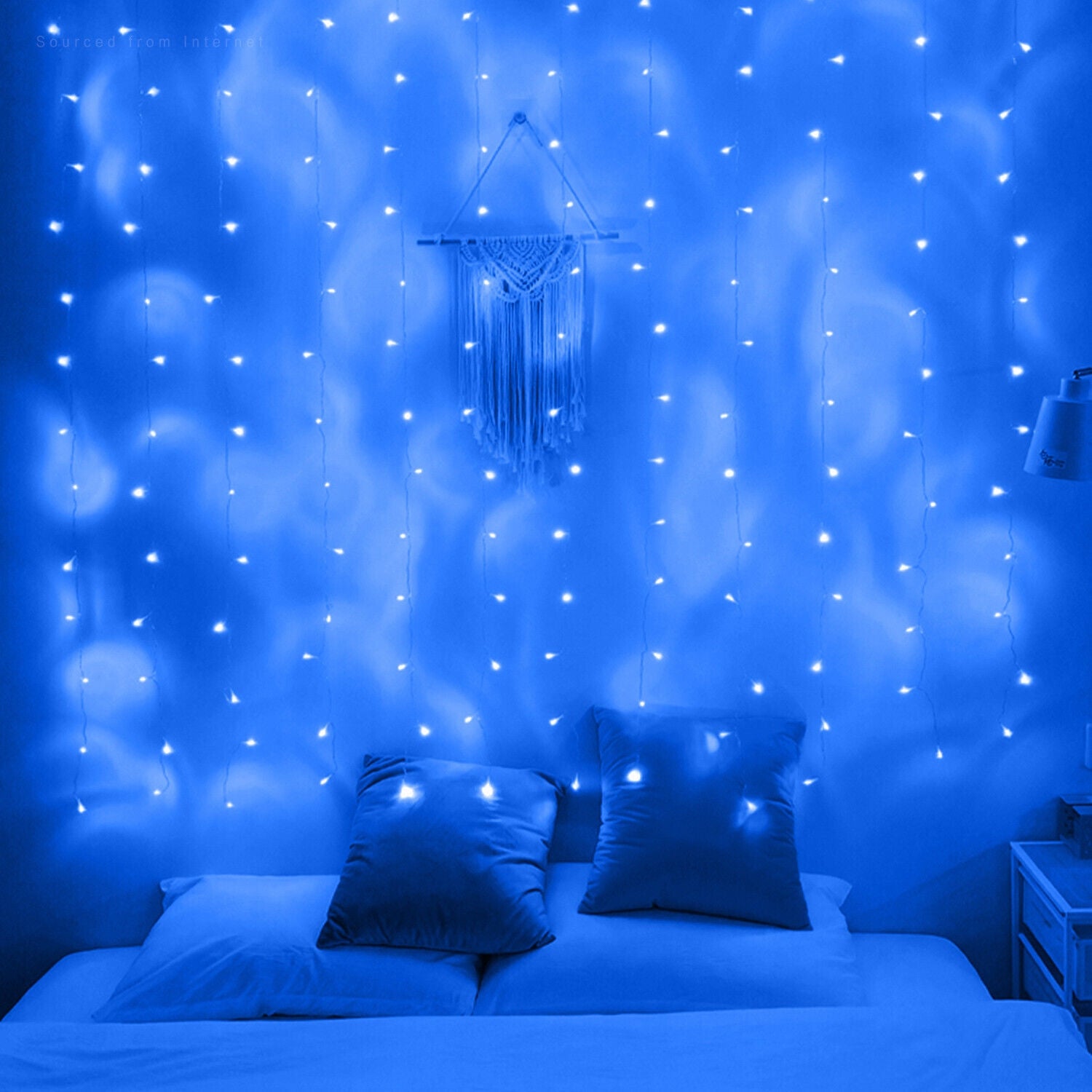 19.7ft x 9.8ft 600 LEDs Blue Curtain Light， 8 Lighting Modes - Mycitystee