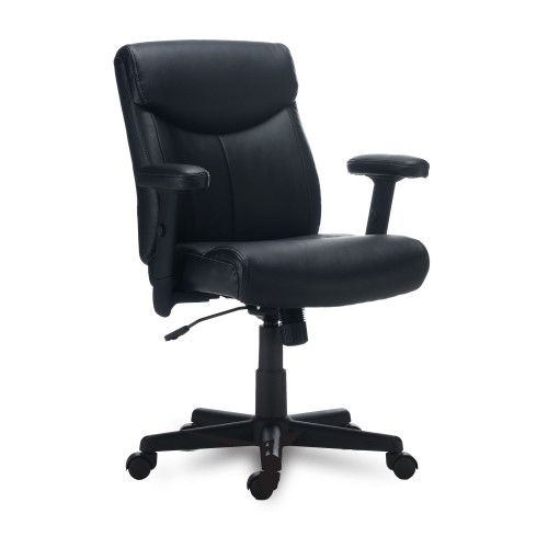 Alera Harthope Leather Task Chair， Supports Up to 275 lb， Black Seat/Back， Black Base (HH42B19) - Mycitystee