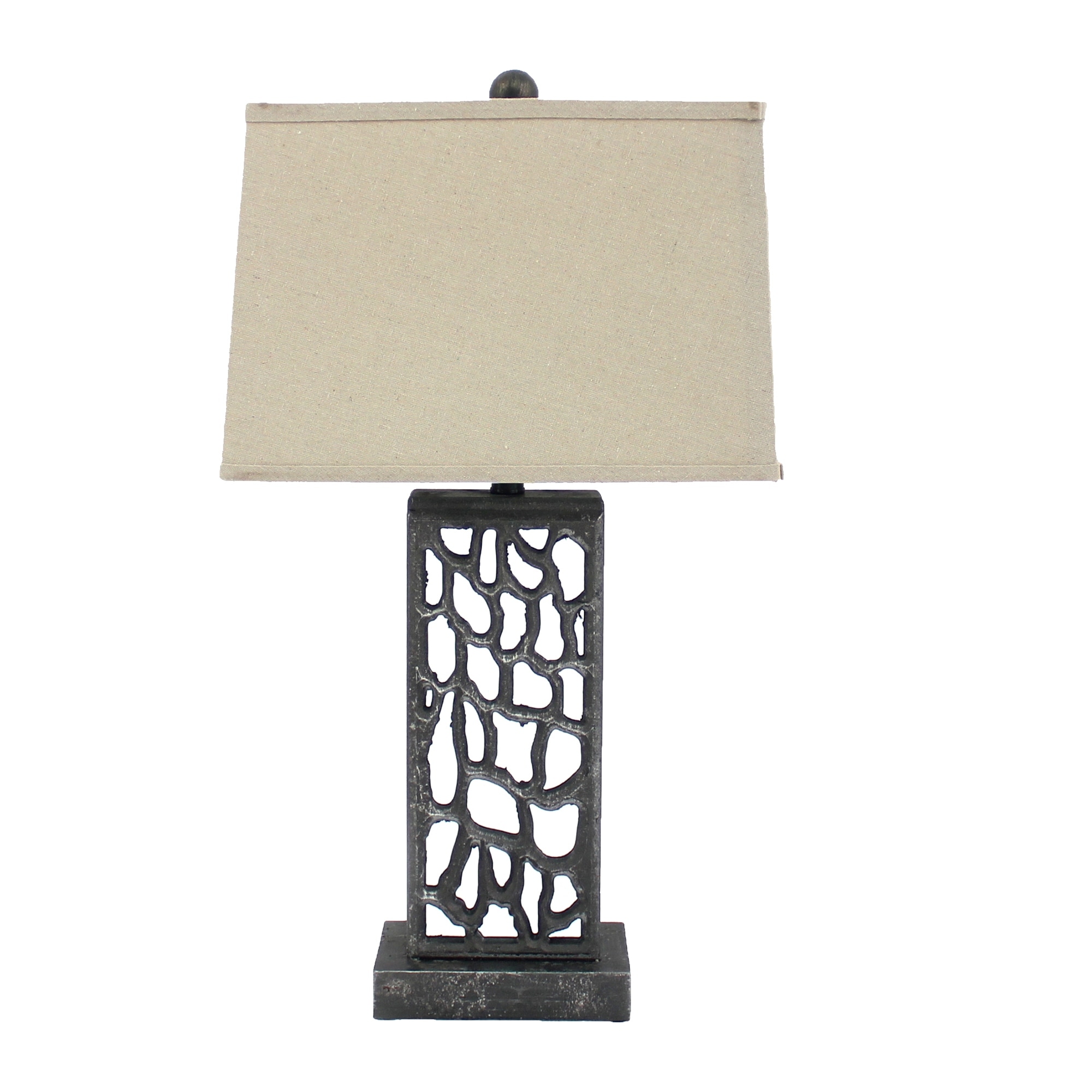 5 x 8 x 28.75 Silver Metal With Multi Mini Grotto Pattern - Table Lamp - 5 x 8 x 28.75 - Mycitystee