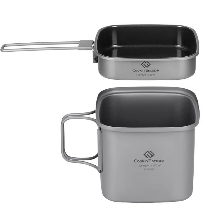 COOK'N'ESCAPE Titanium 1100ml Pot with 300ml Pan - BRoadout - Mycitystee