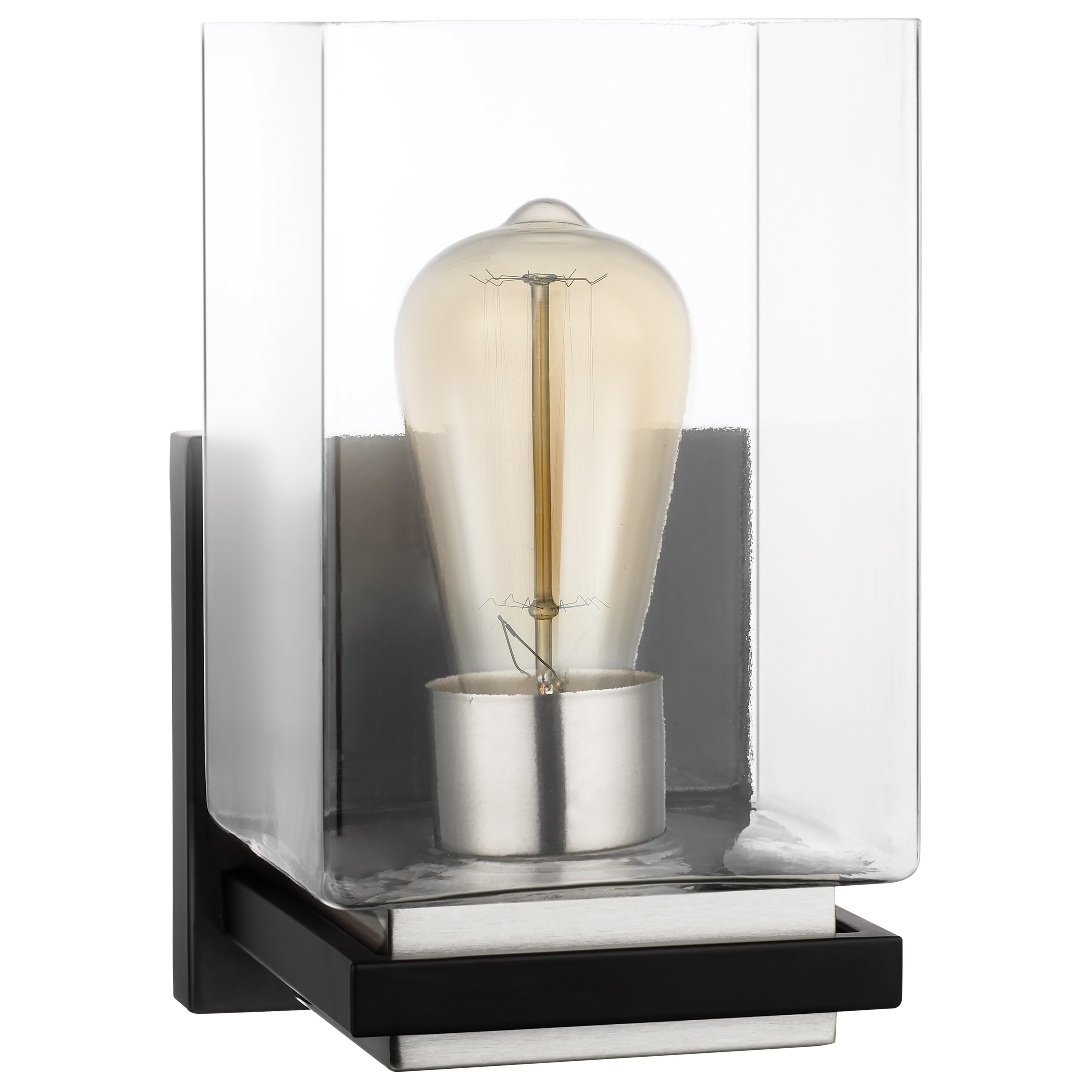 Crossroads 1 Light Vanity Matte Black with Clear Glass - Mycitystee