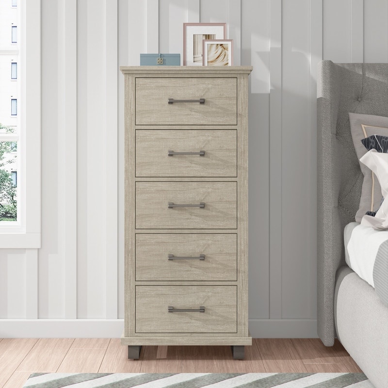 24 in. Wood 5-Drawer Tall Dresser - - 36612660 - Mycitystee