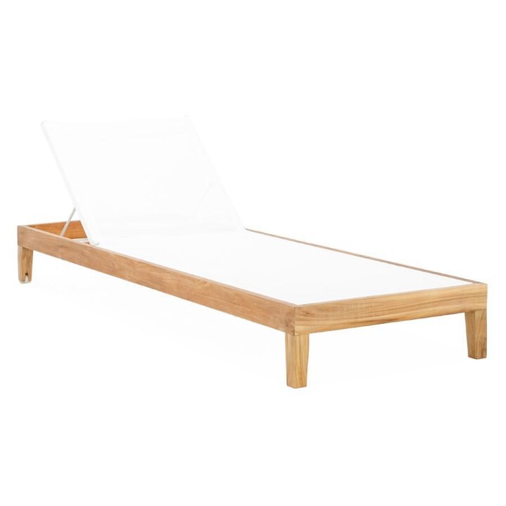 Signature Sabine Landing Teak Patio Chaise Lounge W/White Sling - Mycitystee