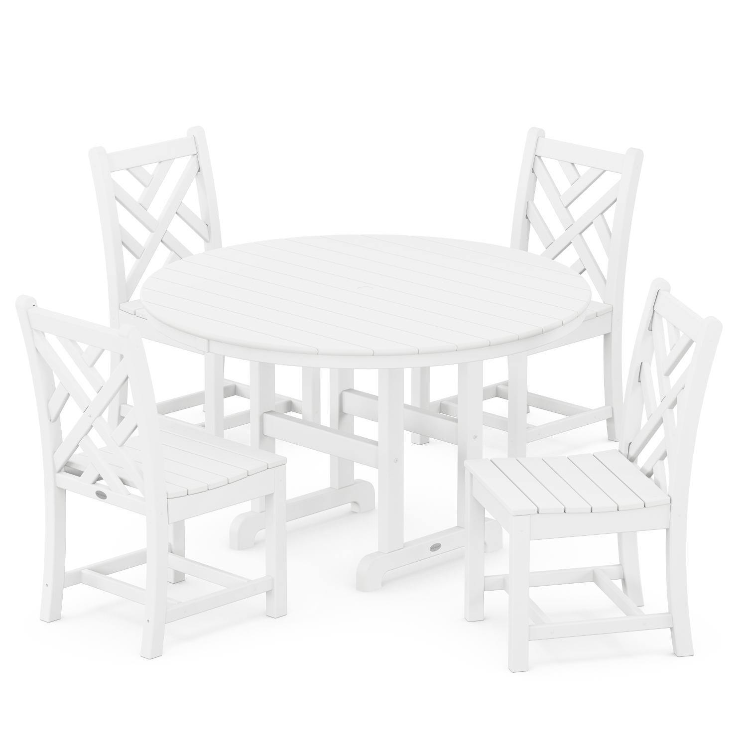 POLYWOOD Chippendale 5-Piece Round Side Chair Dining Set - Mycitystee