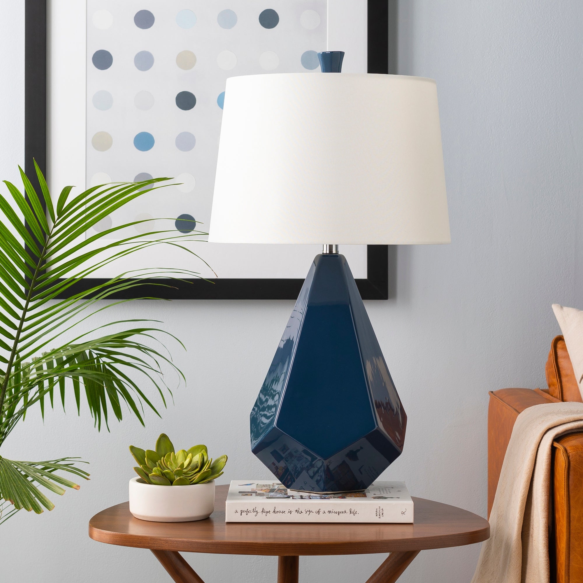 Abraham 27 in. Blue Modern Table Lamp - Mycitystee