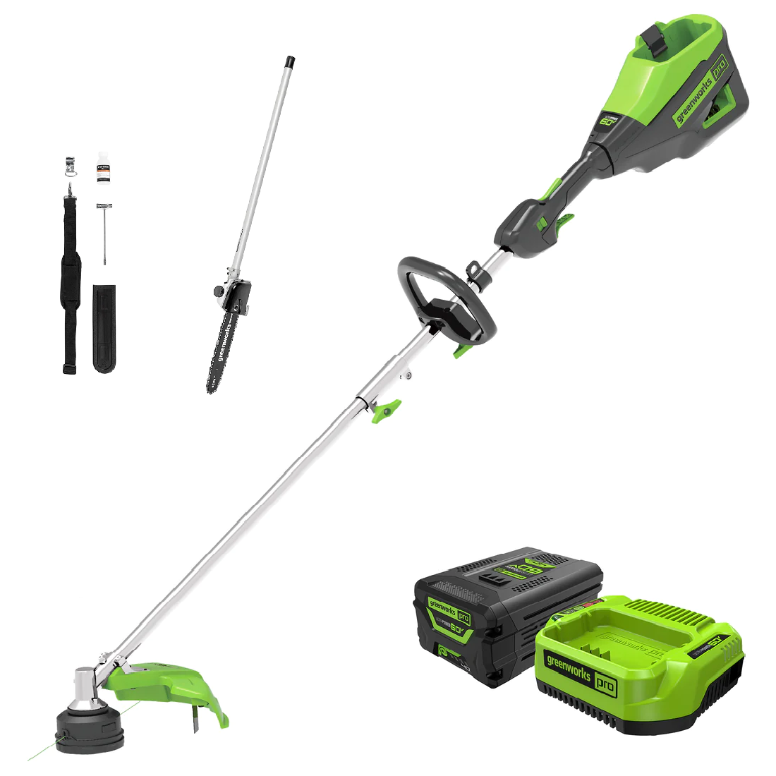 60V 16'' String Trimmer  10-Inch Polesaw Attachment Combo Kit w/ Battery，  Charger | Greenworks Tools - Mycitystee