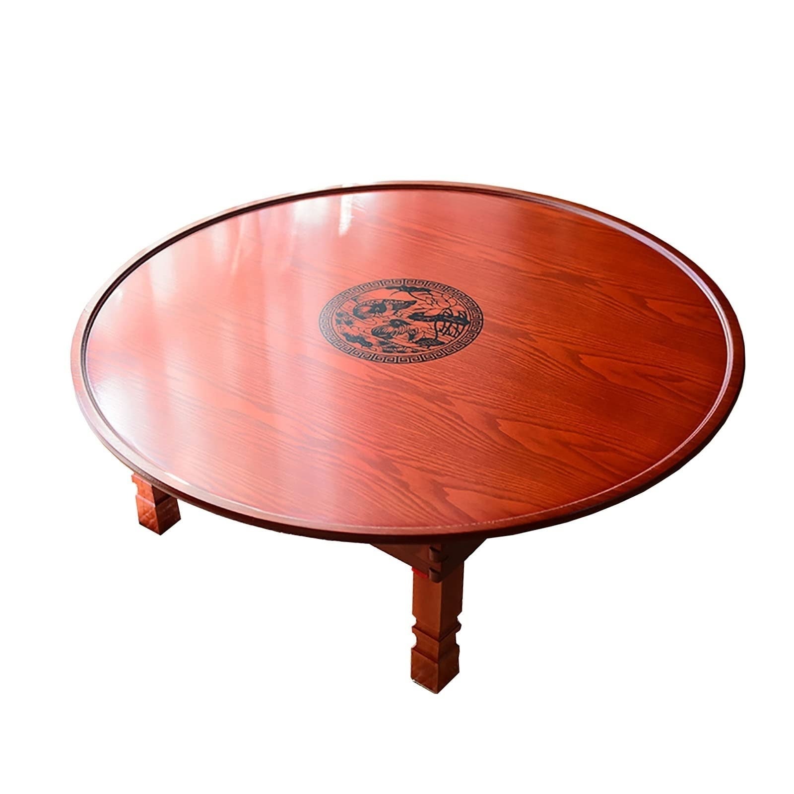 Folding Round Table， Korean Solid Wood Dining Table/Study Table/Coffee Table/Kang Table - as picture - Mycitystee