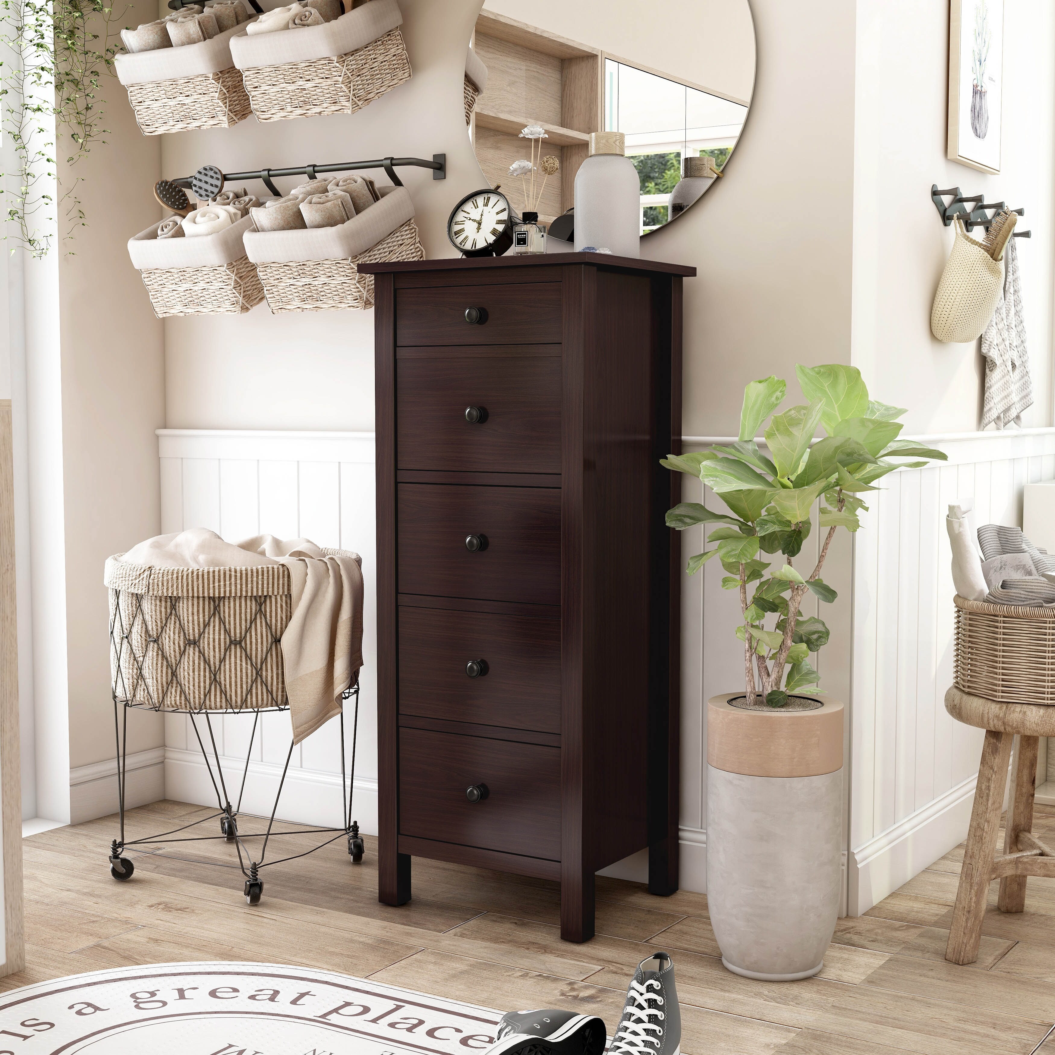 DH BASIC Slim 5-Drawer Storage Chest by Denhour - - 35103301 - Mycitystee