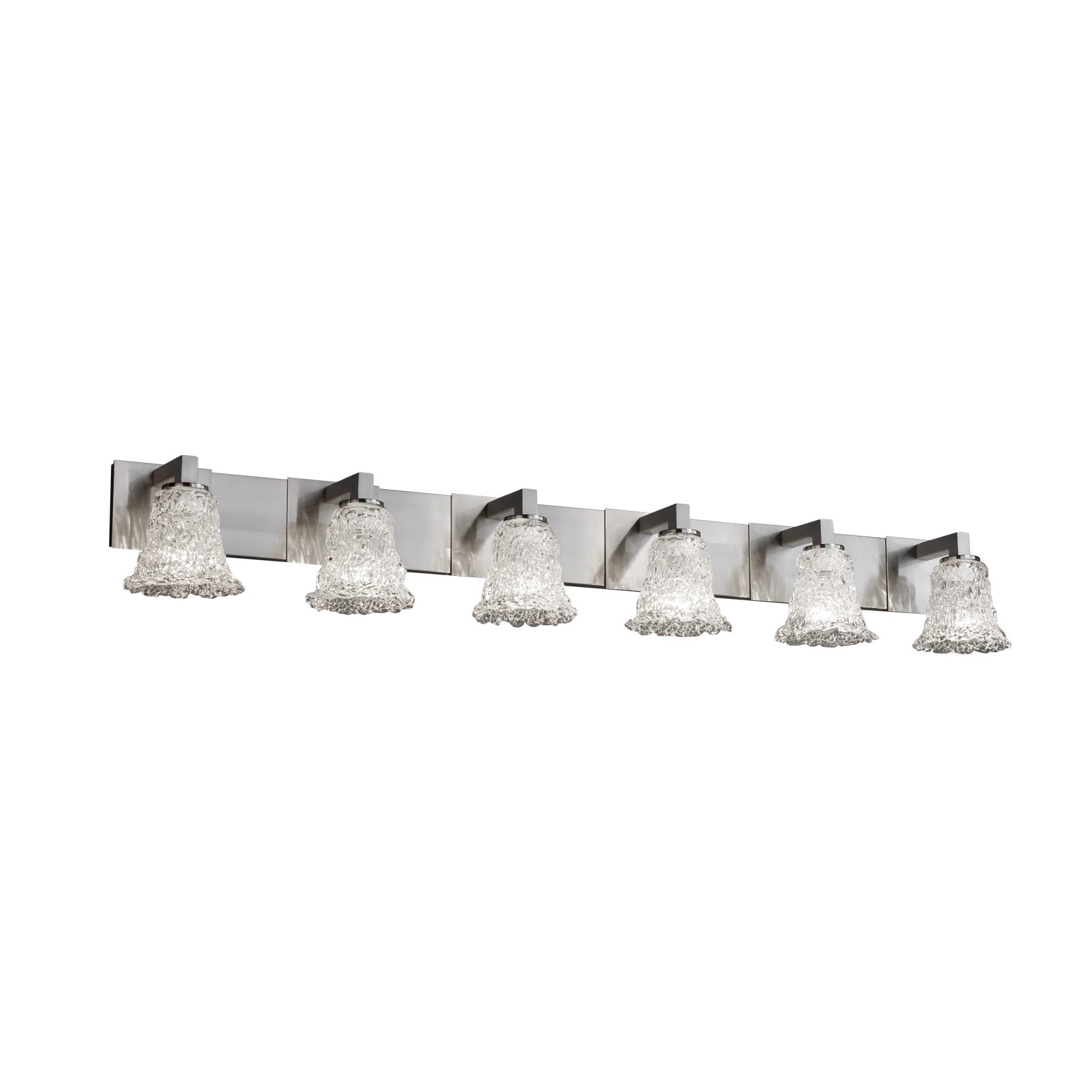 Justice Design Veneto Luce Modular 6-light Brushed Nickel Bath Bar， Lace Round Flared Shade - Mycitystee