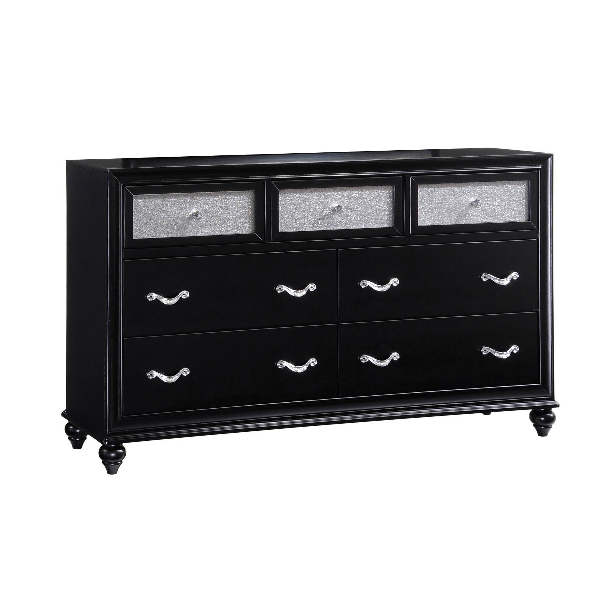 7 Drawers Wooden Dresser with Acrylic Drawer Front， Black - - 25710901 - Mycitystee