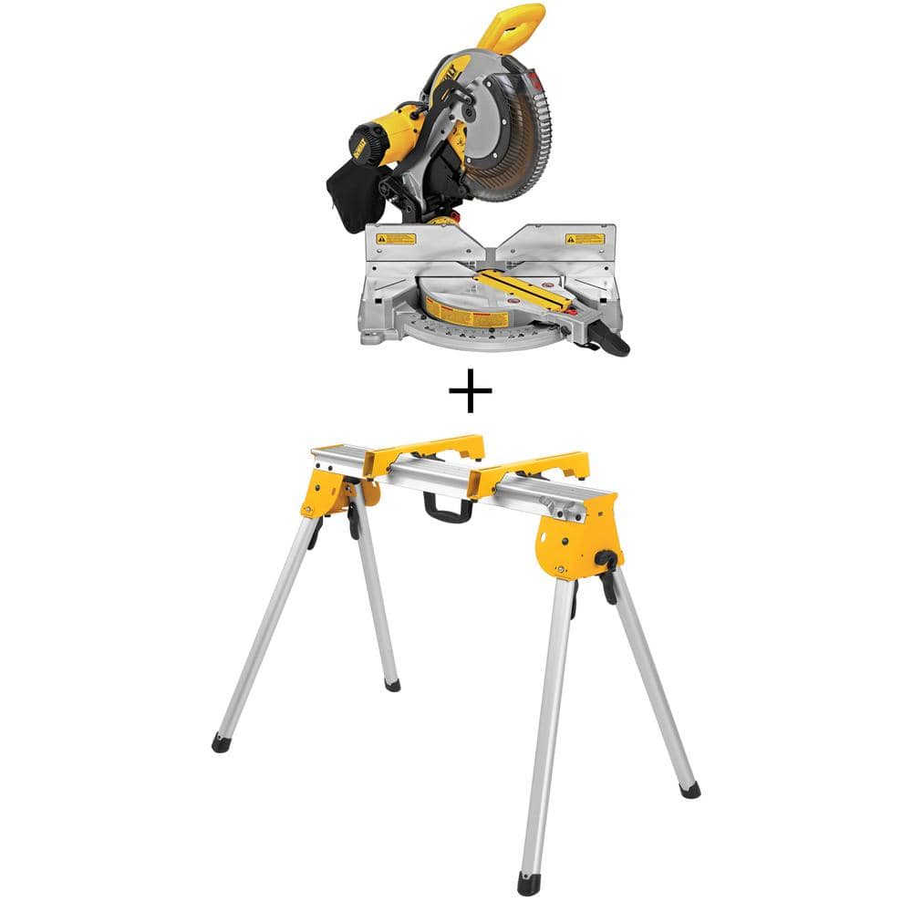 DEWALT 15 Amp Corded 12 in. Double Bevel Compound Miter Saw and Heavy-Duty Work Stand DWS716W725B - Mycitystee