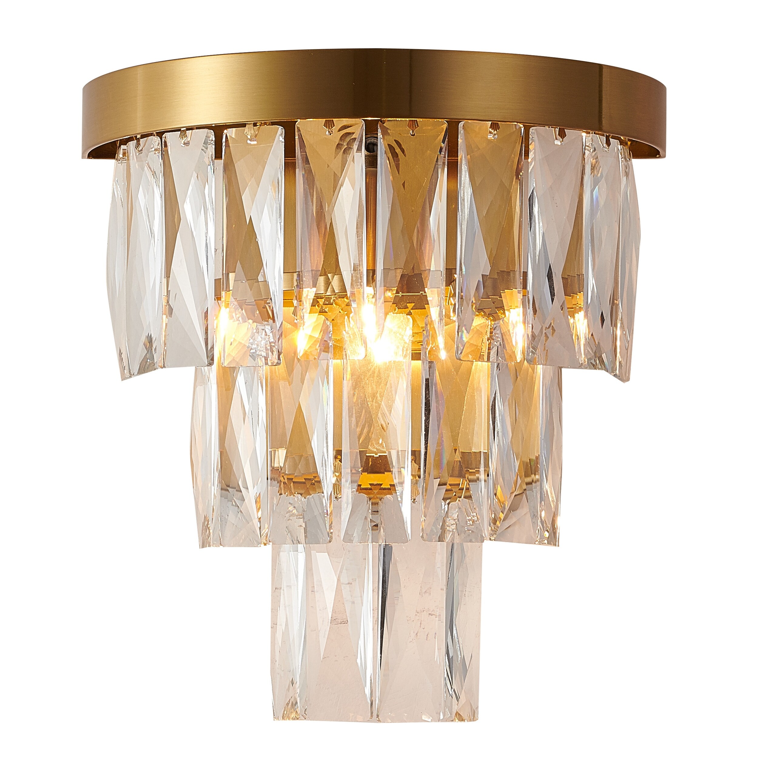 Gold Metal Wall Sconce With Clear Crystal - Mycitystee