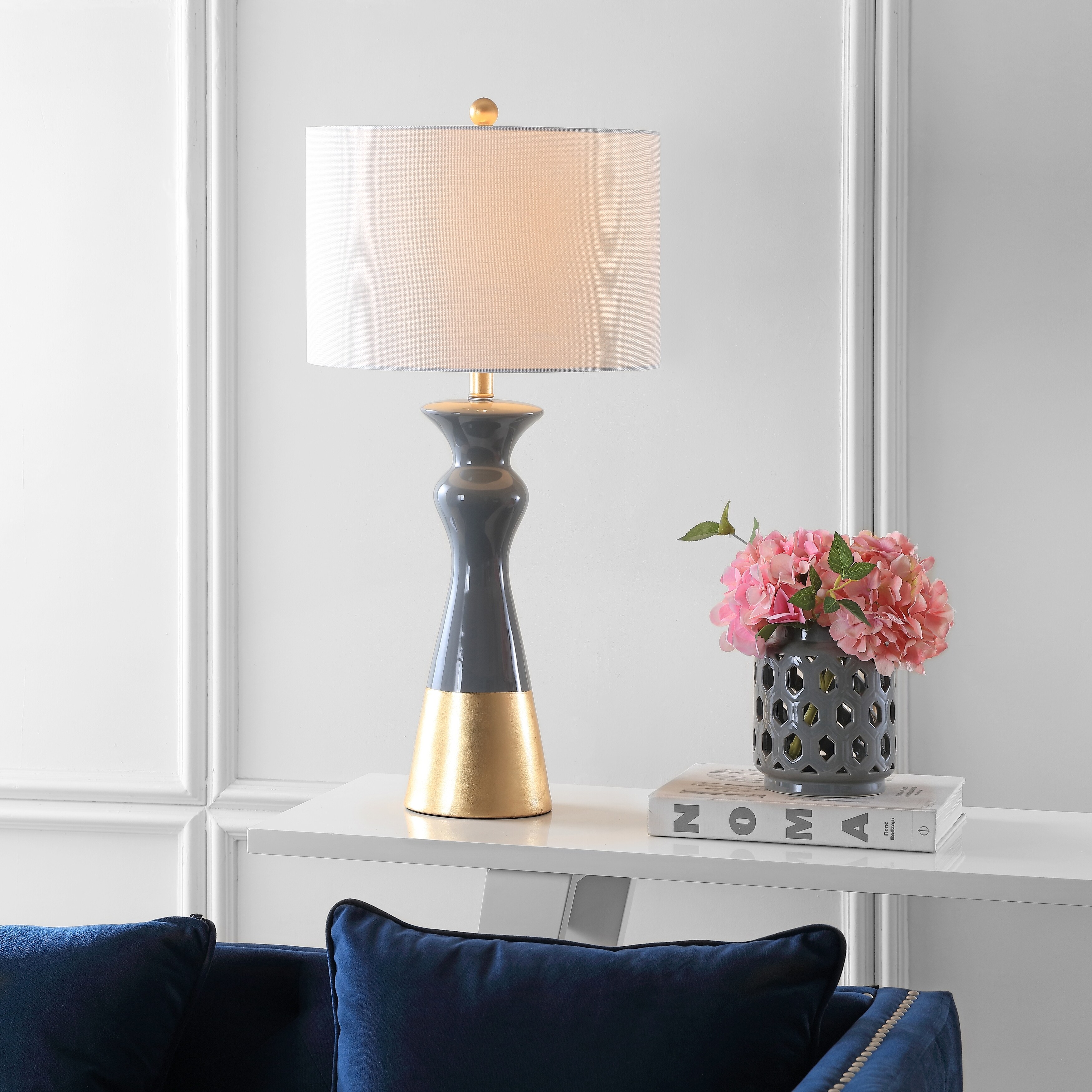 SAFAVIEH Lighting 31-inch Iris Grey/ Gold Table Lamp (Set of 2) - 15