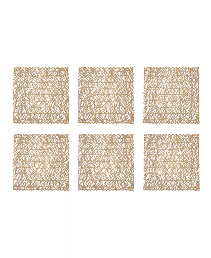 Design Imports Woven Paper Square Placemat， Set of 6 - Mycitystee