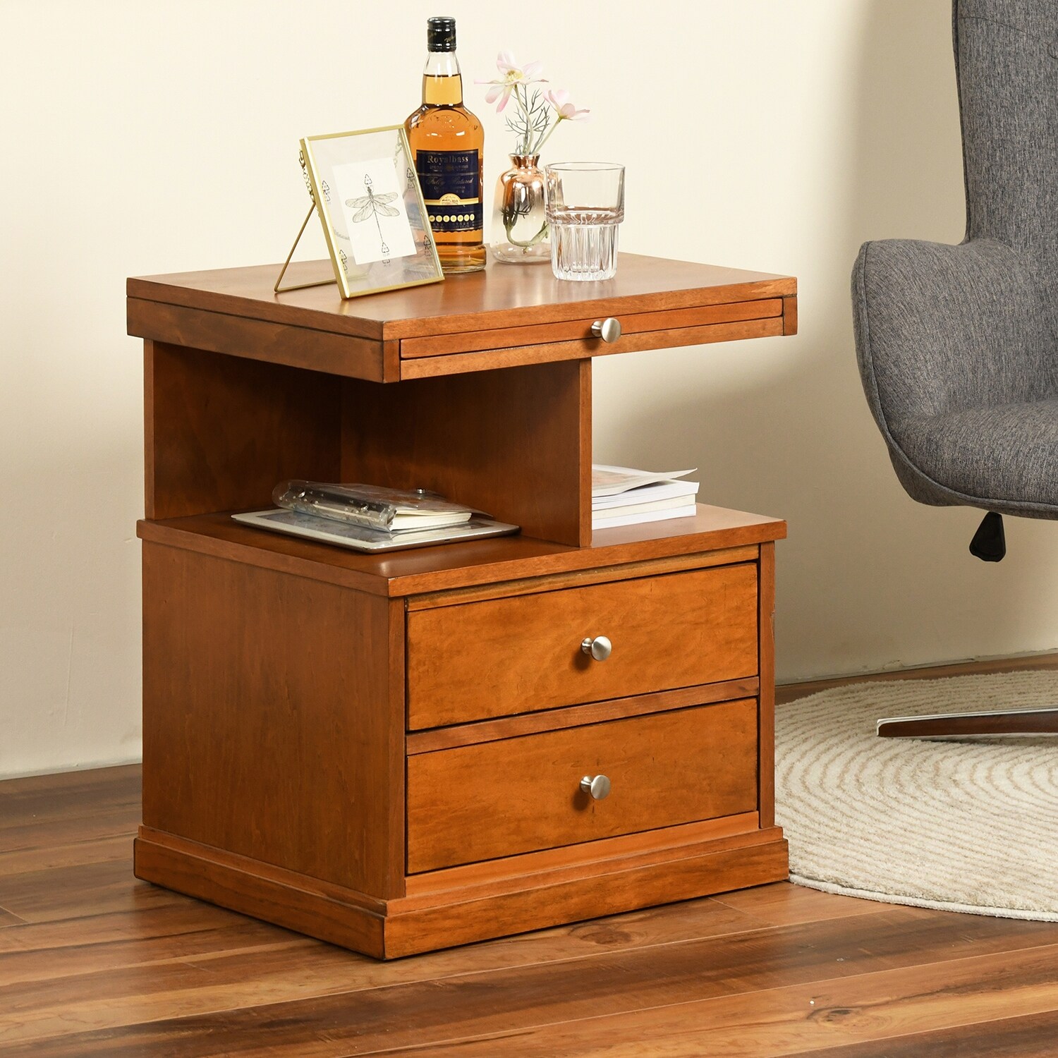 Homylin 24.2'' Tall 2 - Drawer Solid Wood Bachelor's Chest in Brown - Mycitystee