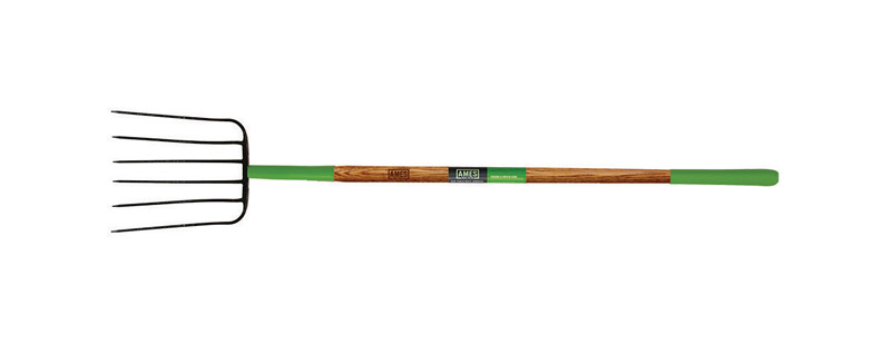 Ames 6 Tine Forged Steel Manure Fork 48 in. Wood Handle - Mycitystee