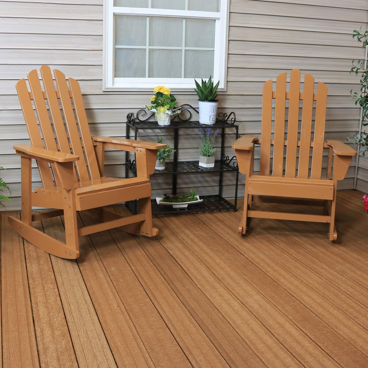 Ultimate Patio Classic 2-Piece Wooden Adirondack Rocking Chair Set - Mycitystee