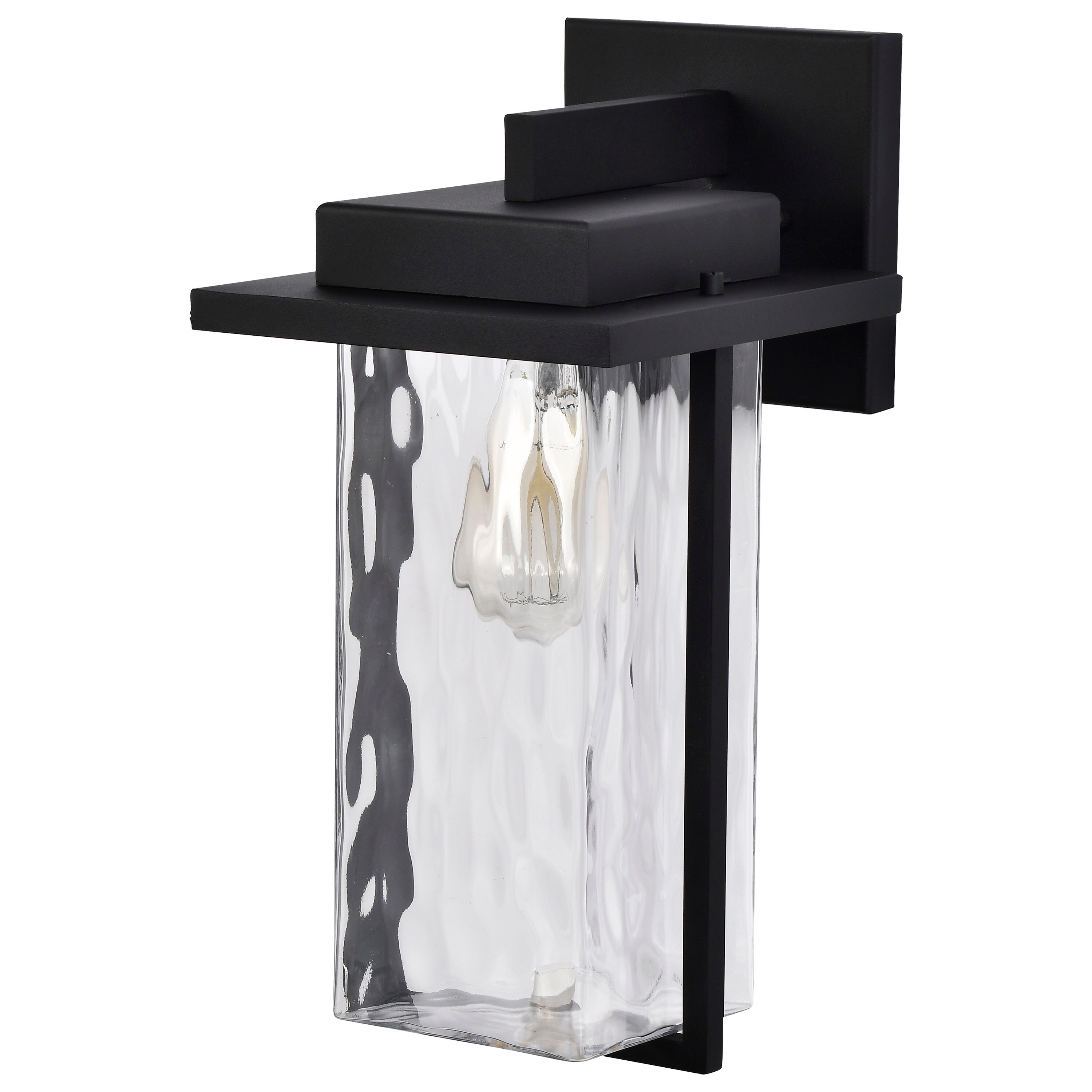 Vernal 1 Light Large Wall Lantern Matte Black with Clear Water Glass Shopping - The Best Deals on Outdoor Wall Lanterns | 39388112 - Mycitystee