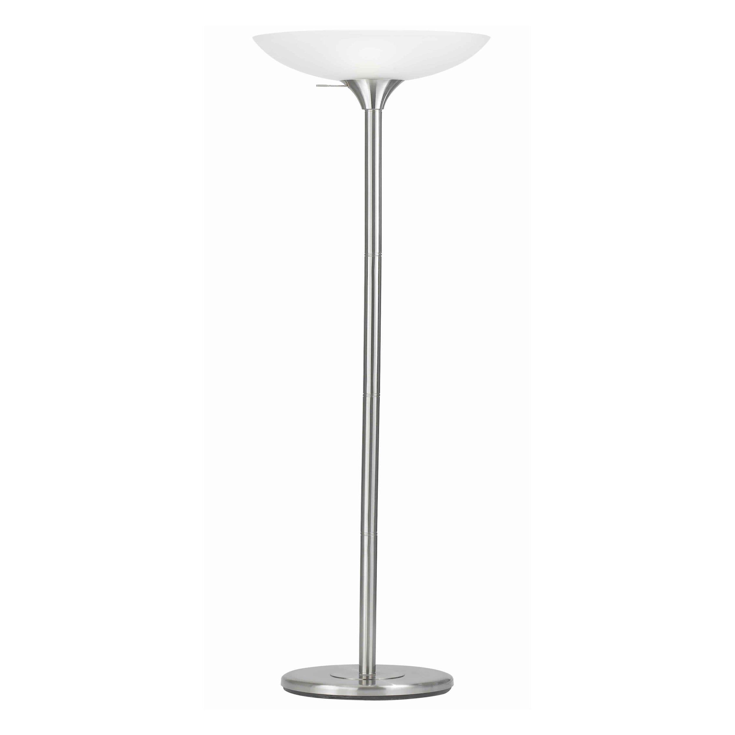 3 Way Torchiere Floor Lamp with Frosted Glass shade and Stable Base， White - Mycitystee