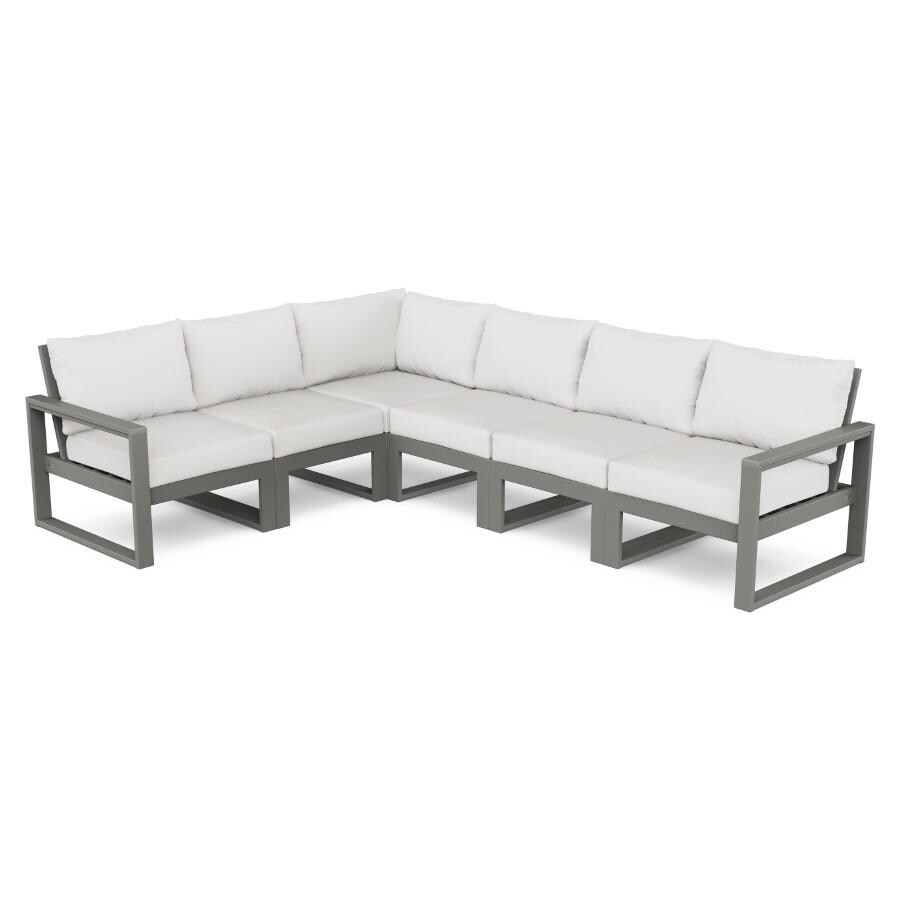 POLYWOOD EDGE 6-Piece Modular Deep Seating Set in Slate Grey / Natural Linen - Mycitystee