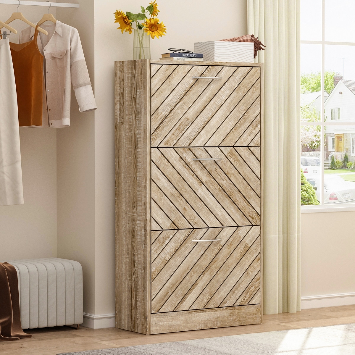 FUFUandGAGA Freestanding 3 Flip Drawers Shoe Cabinet Storage Organizer - - 35478226 - Mycitystee