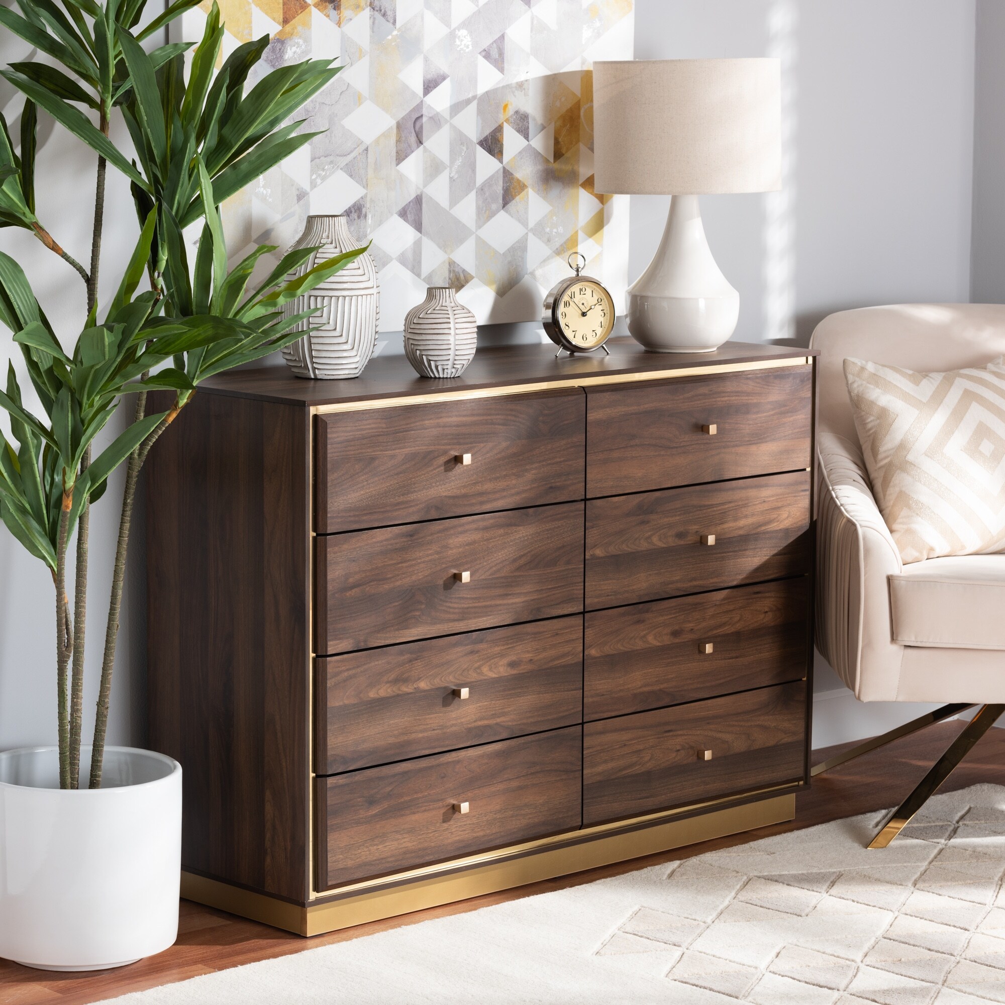 Cormac Modern and Contemporary 8-Drawer Metal-based Wood Dresser - - 35291867 - Mycitystee
