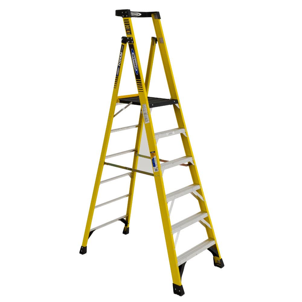 Podium 6-ft Fiberglass 375-lb Type IAA Step Ladder - Mycitystee