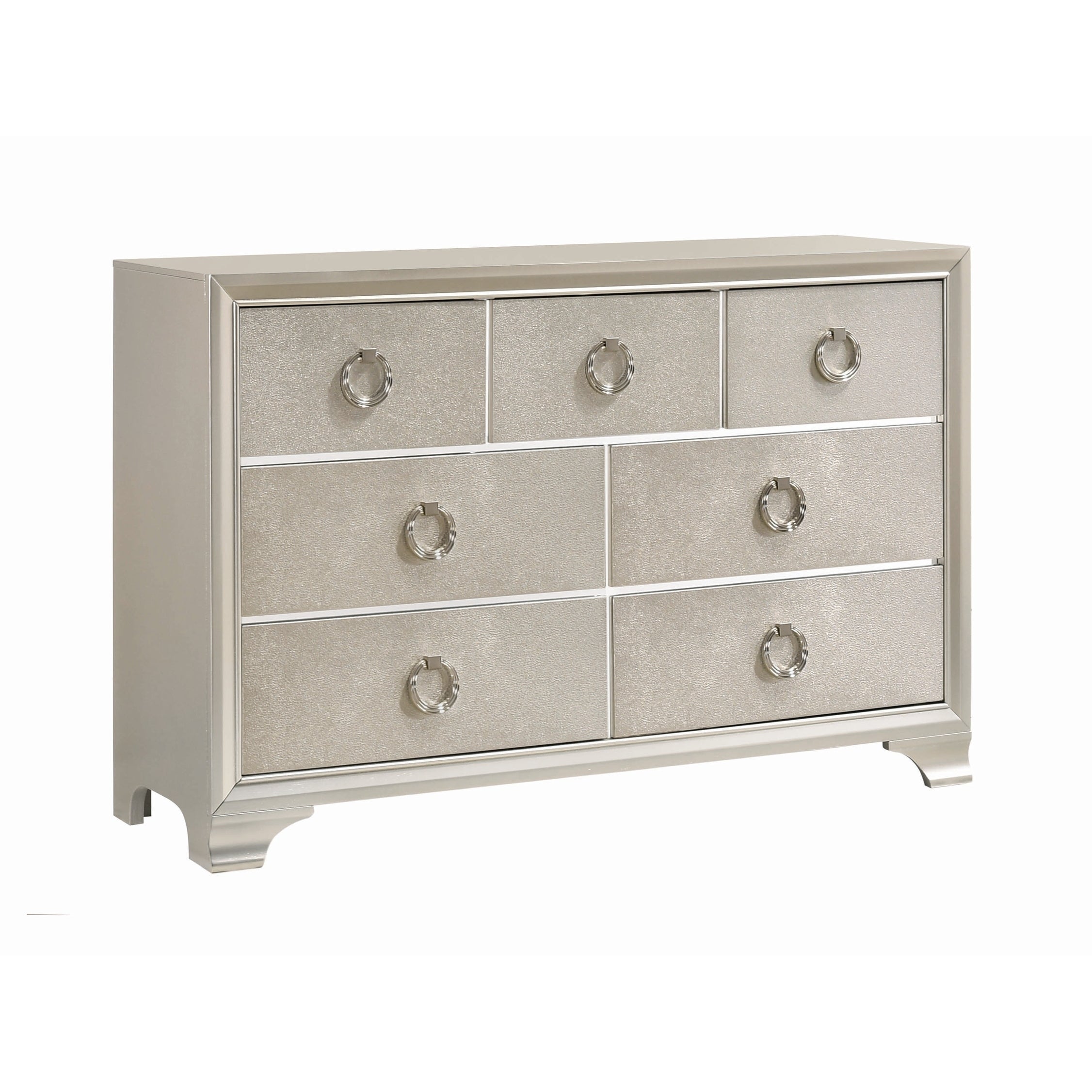 Spacious Wooden Dresser with Oversized Ring Handles， Silver - - 28533697 - Mycitystee