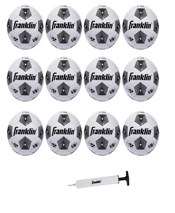 Franklin Sports Size 3 Competition 100 Soccer Balls - 12 Pack Deflated With Pump - Mycitystee