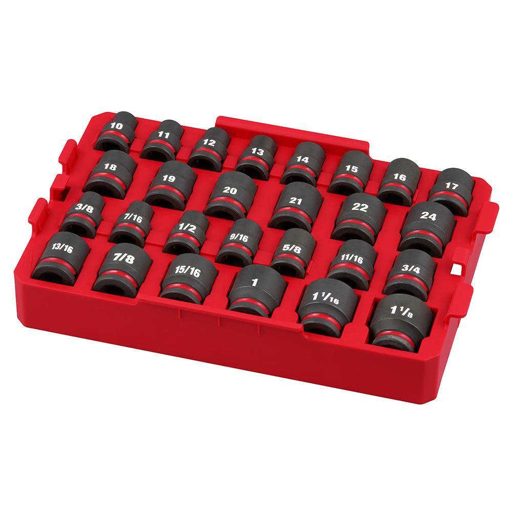 Milwaukee SHOCKWAVE Impact Duty Socket 1/2 Dr 27pc SAE/MM Tray Set 49-66-6819 from Milwaukee - Mycitystee