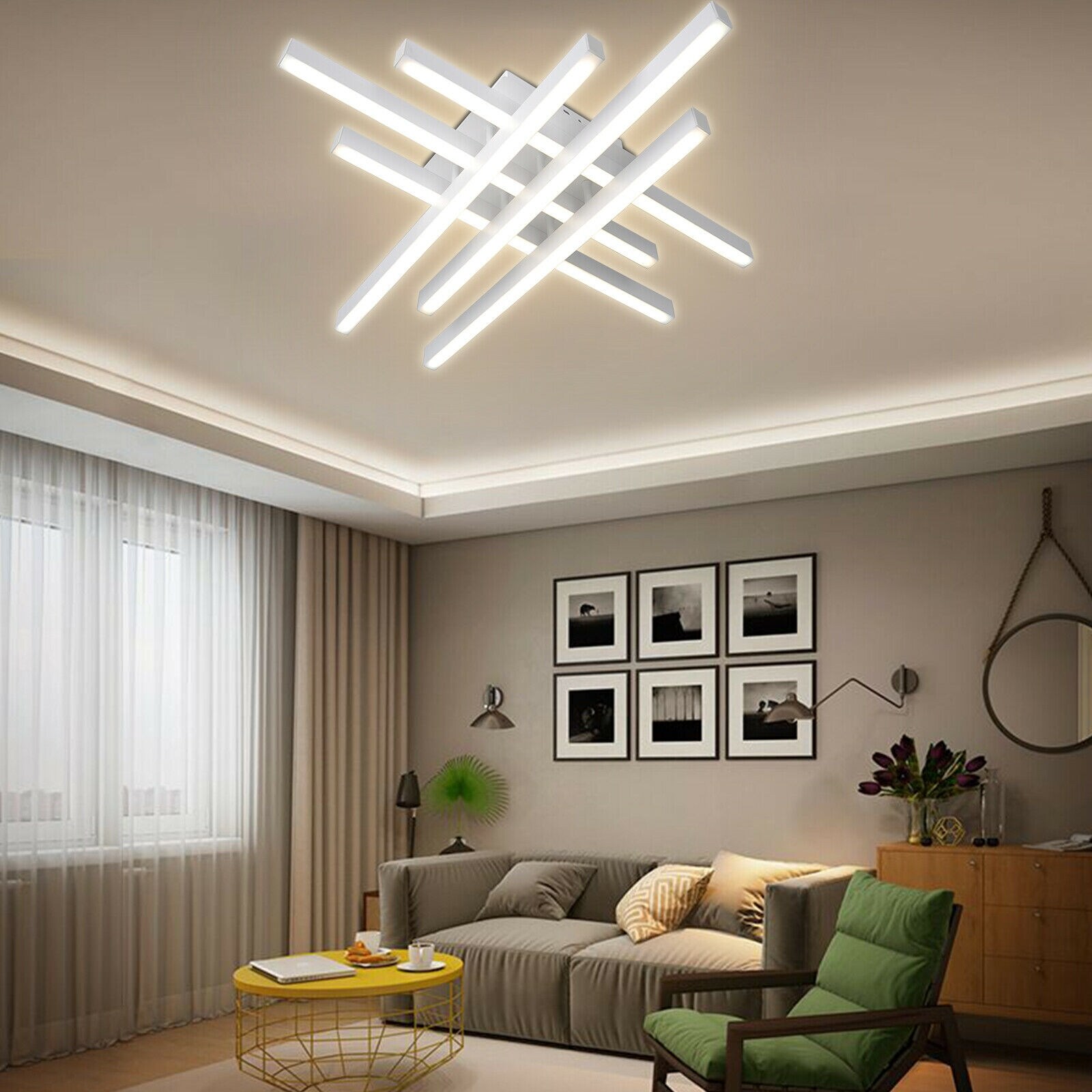 6 Head Matte Frosted Acrylic Rectangular Flush Mount Ceiling Light - 6-Light - Mycitystee