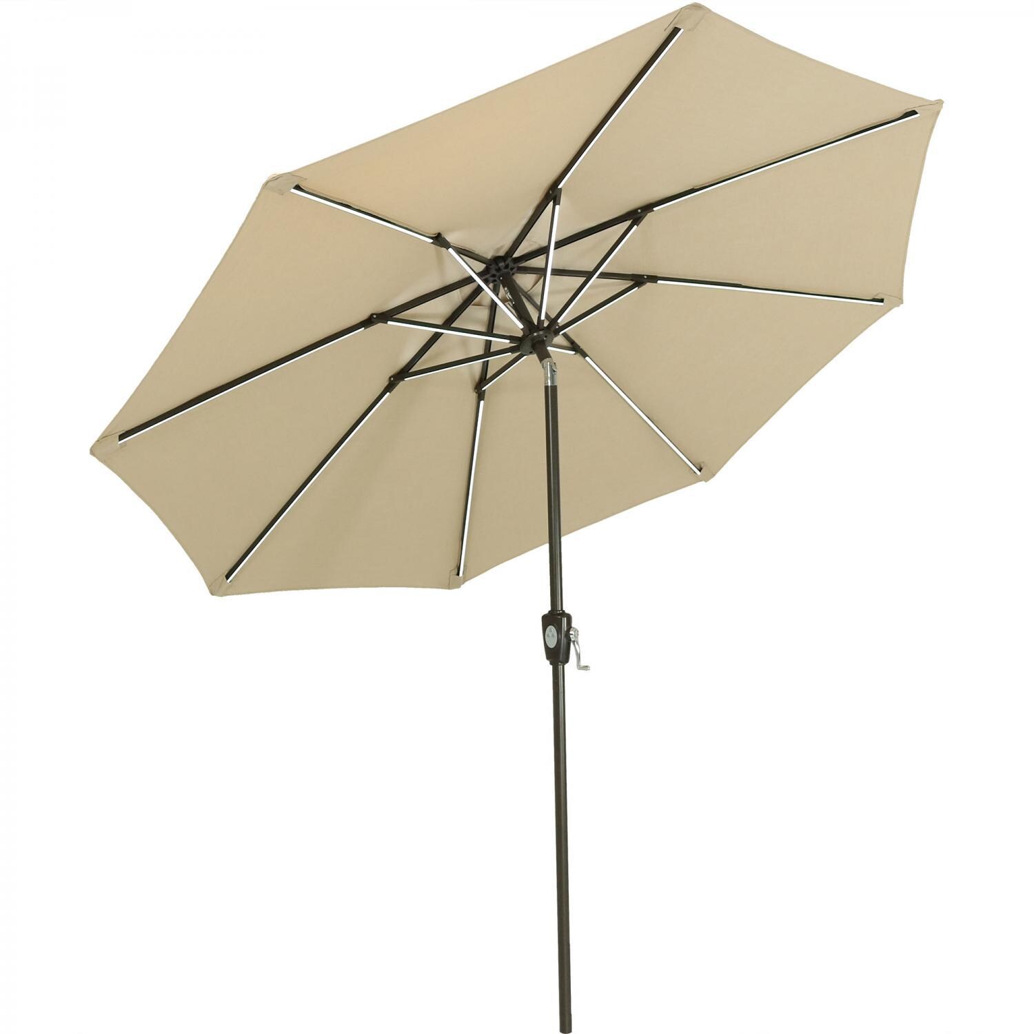 Ultimate Patio 9 Ft. Solar Lighted Octagonal Aluminum Patio Market Umbrella W/ Crank and Tilt - Mycitystee