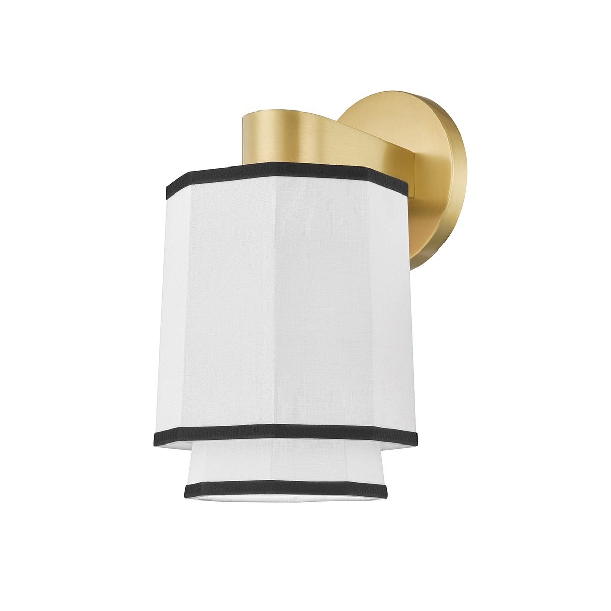 Hudson Valley Riverdale 1-Light Aged Brass Wall Sconce with White Belgian Linen Shade - Mycitystee