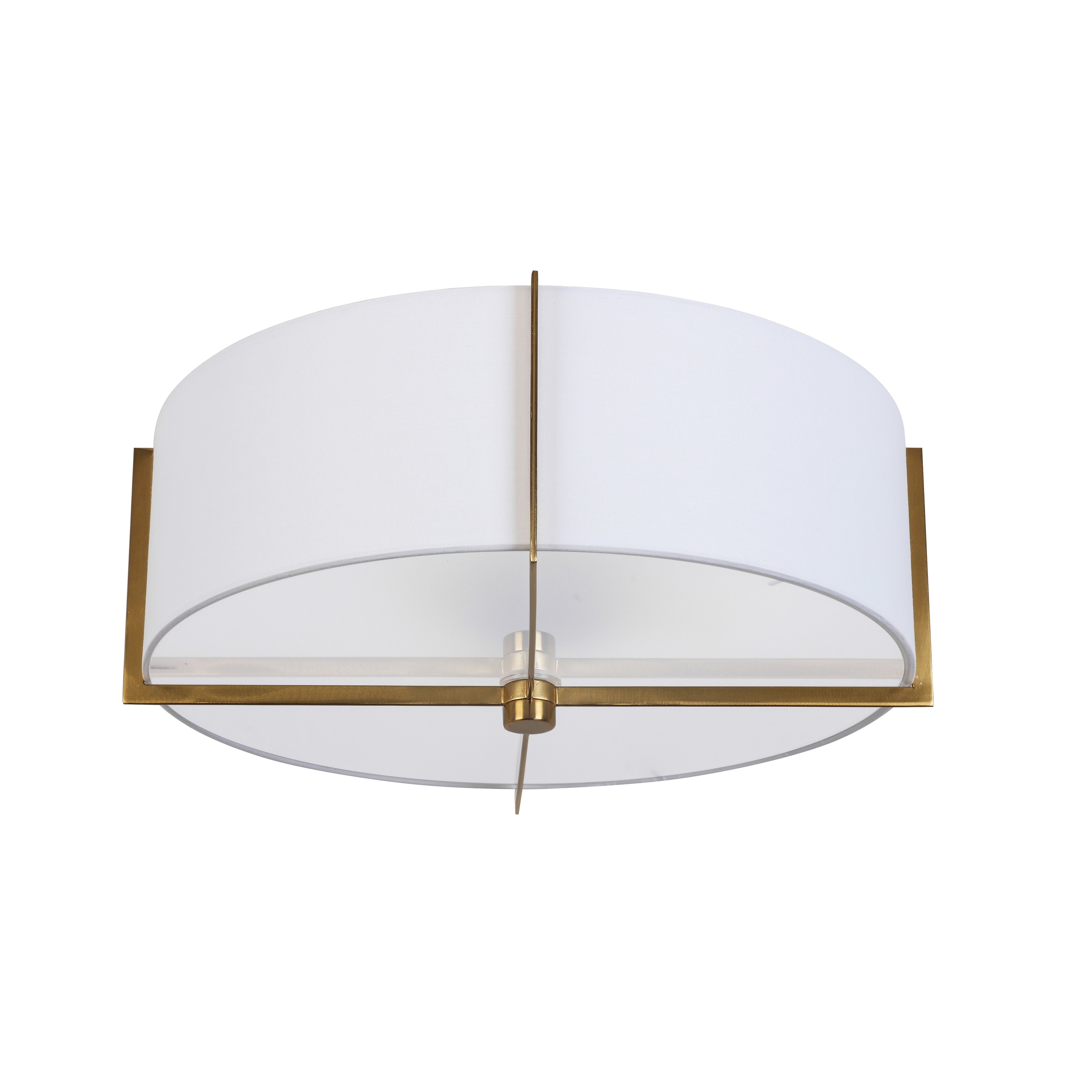 3 Light Incandescent Semi-Flush Mount， Aged Brass with White Shade - Mycitystee