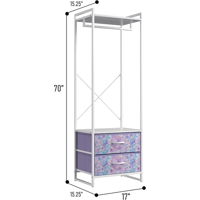Clothing Rack with 2 Drawers - Tall Closet Stand Dresser for Bedroom - - 36795513 - Mycitystee