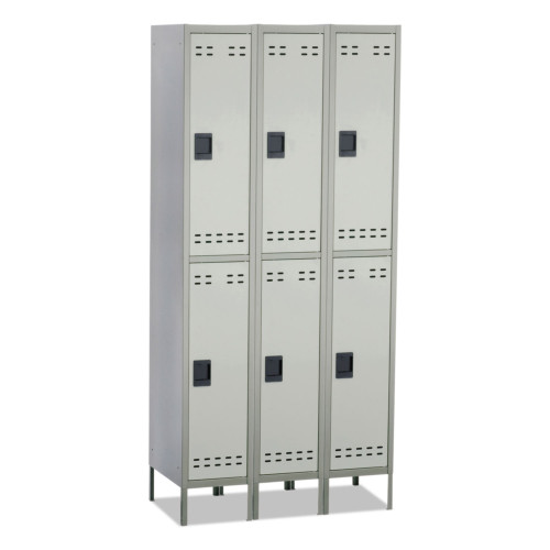 Safco Double-Tier， Three-Column Locker， 36w x 18d x 78h， Two-Tone Gray (5526GR) - Mycitystee
